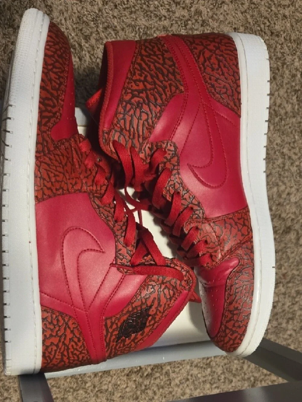 Nike Red High-Top Jumpman Sneakers - Picture 6 of 15